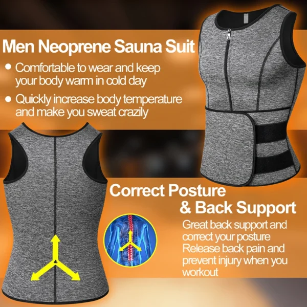 Neoprene sauna suor colete cintura formador corset corpo shaper zíper emagrecimento tanque superior queimador de gordura treino perda de peso shapewear - Imagem 5