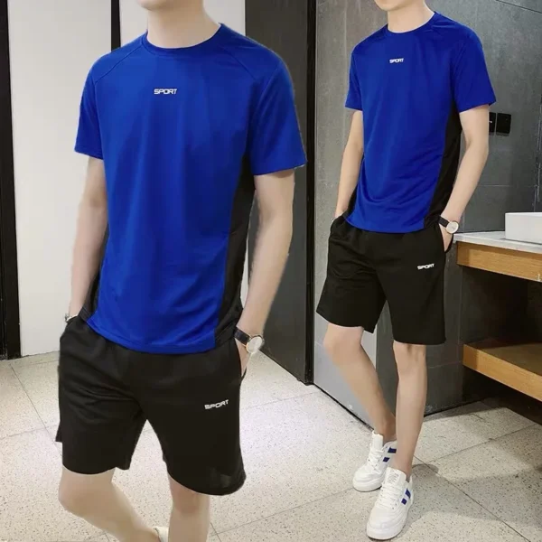 2022 novo agasalho de verão masculino camiseta solta com shorts juntos roupas masculinas camisas de futebol manter conjuntos legais tamanho grande M a 5XL - Imagem 14