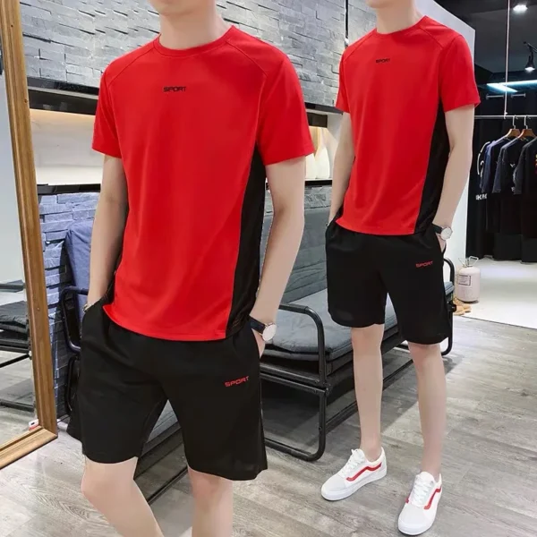 2022 novo agasalho de verão masculino camiseta solta com shorts juntos roupas masculinas camisas de futebol manter conjuntos legais tamanho grande M a 5XL - Imagem 9