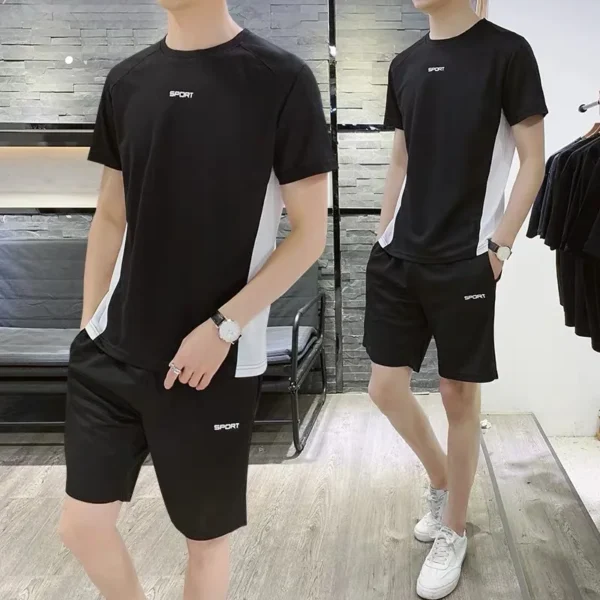 2022 novo agasalho de verão masculino camiseta solta com shorts juntos roupas masculinas camisas de futebol manter conjuntos legais tamanho grande M a 5XL - Imagem 8