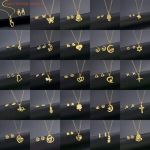 Elegant Stainless Steel Jewelry Set for Women - Chic Necklace & Earrings Combo, Perfect for Casual Attire & Gifting