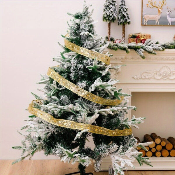 1pc 1/3/5/10m serpentinas de feriado, árvore de natal com luzes, luzes de fita douradas, guirlanda de fita de árvore de natal, decoração de árvore de natal, alimentado por bateria (sem baterias) - Imagem 8