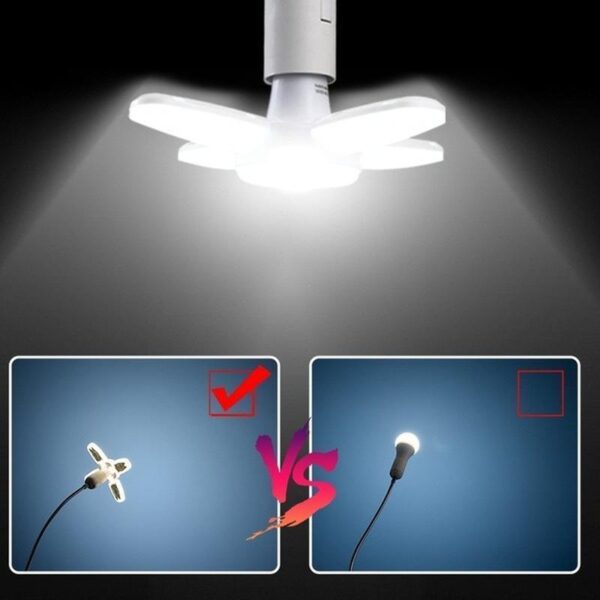 1pc E27 LED Lâmpada Fan Blade Temporizador Lâmpada AC175-265V Dobrável LED Lâmpada de Teto - Imagem 3