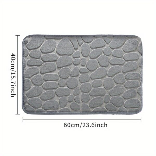 Tapete de banheiro de espuma viscoelástica com design em relevo de seixos, tapete de banho lavável de absorção rápida, antiderrapante, grosso, macio e confortável, acessório de banheiro - poliéster com revestimento de PVC - Imagem 6