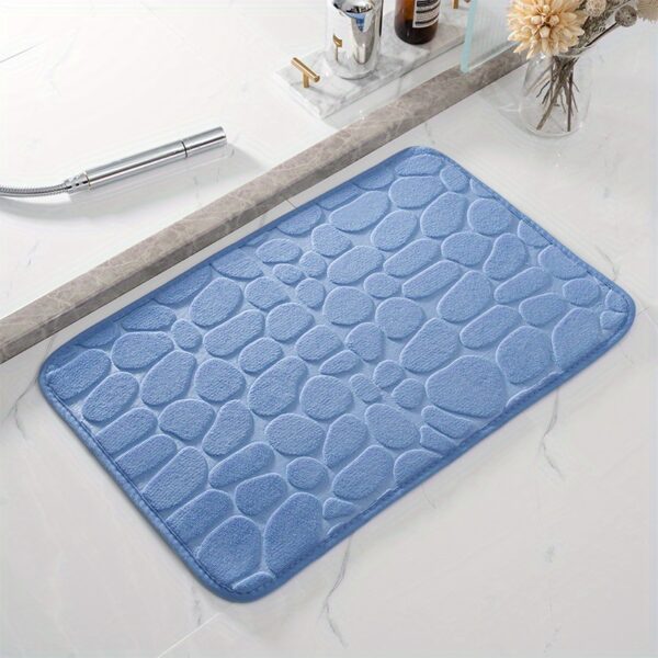 Tapete de banheiro de espuma viscoelástica com design em relevo de seixos, tapete de banho lavável de absorção rápida, antiderrapante, grosso, macio e confortável, acessório de banheiro - poliéster com revestimento de PVC - Imagem 5
