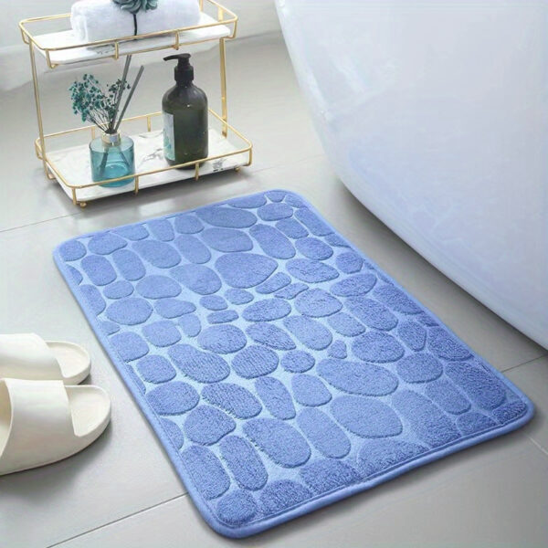 Tapete de banheiro de espuma viscoelástica com design em relevo de seixos, tapete de banho lavável de absorção rápida, antiderrapante, grosso, macio e confortável, acessório de banheiro - poliéster com revestimento de PVC - Imagem 2