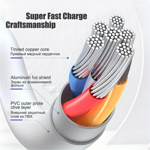 Cabo USB tipo C de carregamento rápido de 60 W, cabo de carregador USB A para USB C de 3,05 metros de comprimento compatível com Samsung/Galaxy/e mais cabos USB C, cabo de fio de telefone, carregador USB tipo C - Imagem 7