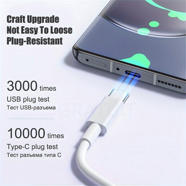 Cabo USB tipo C de carregamento rápido de 60 W, cabo de carregador USB A para USB C de 3,05 metros de comprimento compatível com Samsung/Galaxy/e mais cabos USB C, cabo de fio de telefone, carregador USB tipo C - Imagem 8