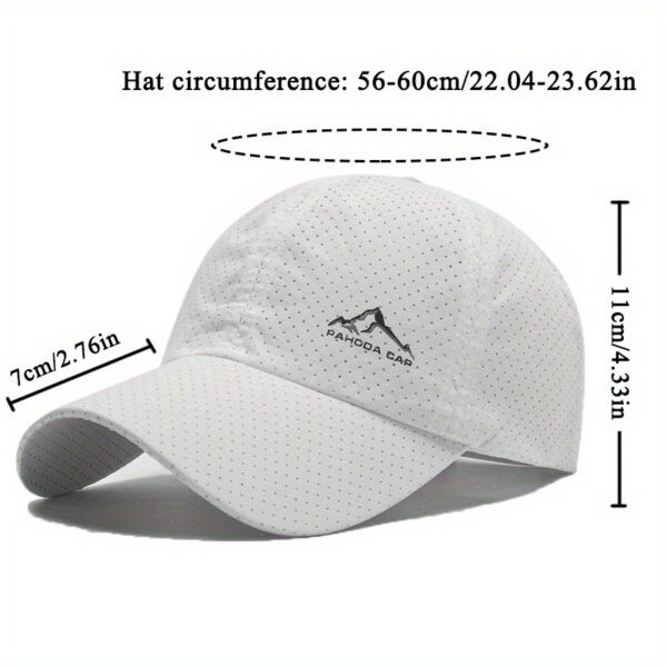 2 peças Bonés de beisebol de secagem rápida com estampa de montanha de neve - Estilo esportivo, 100% poliéster, design de malha respirável para homens e mulheres - Bonés casuais da moda para primavera e verão - Imagem 4