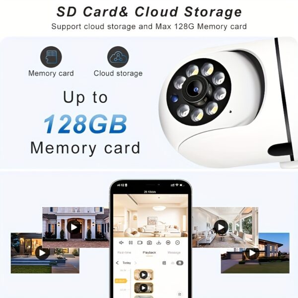 Câmera de segurança QKH 1440P HD de 1 unidade, PTZ interna com detecção de movimento, visão noturna colorida, áudio bidirecional, controle de aplicativo, alimentação USB, compatível com Android, montagem em parede - ideal para monitoramento residencial e de animais de estimação - Imagem 6