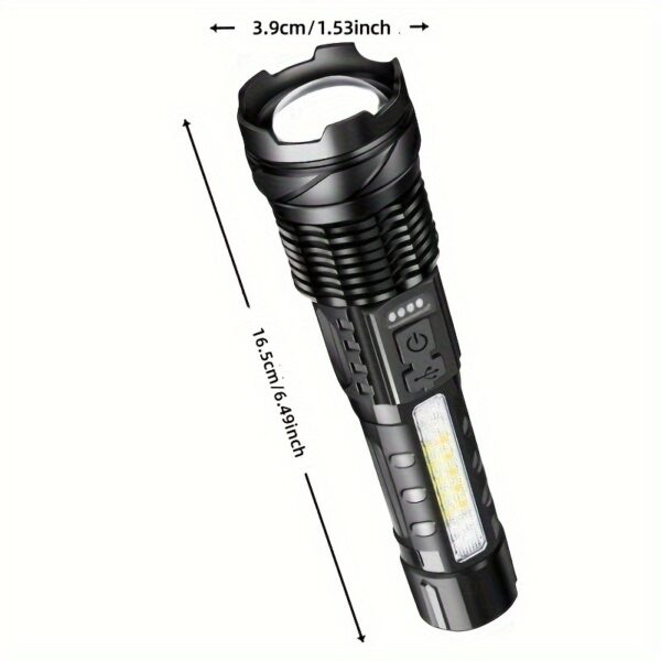 1pc Super Poderoso Recarregável Lanterna Luz de Inundação, Para Camping Ao Ar Livre, Pesca, Caça, Escalada, Aventura Emergência Noite Ciclismo e Caminhadas - Imagem 3