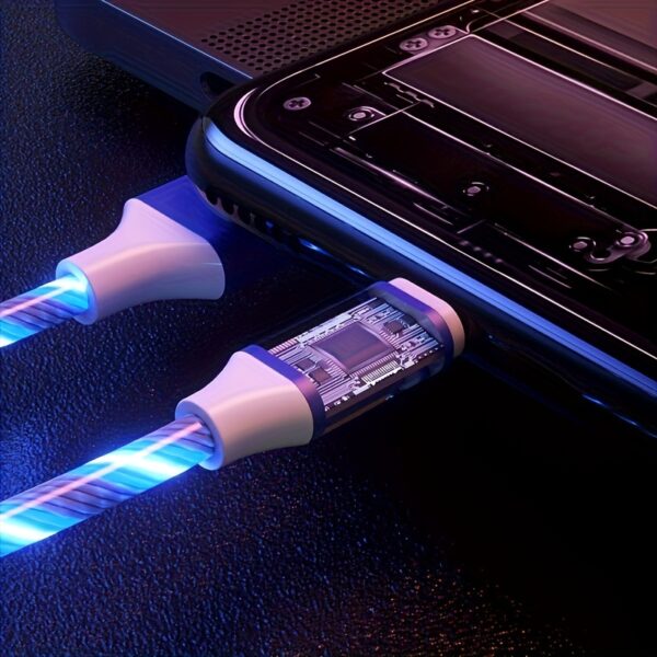 1pc USB Tipo C Cabo LED Brilhante Cabo de Carregamento 100.0cm/200.0cm Para Samsung/Xiaomi/Vivo/OPPO/Redmi E Mais Cabo Carregador USB C Smartphones - Imagem 5