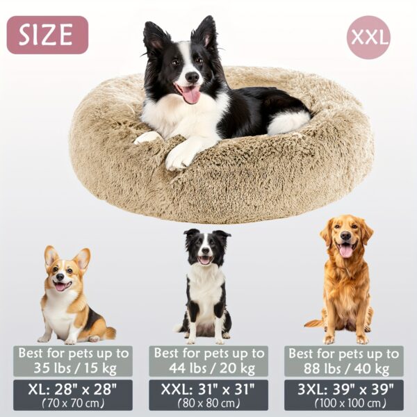 Cama calmante para cães e gatos, Donut Cuddler Warming Cozy Soft Round Bed, Cama de pelúcia macia e fofa com pelo sintético para cães e gatos pequenos, médios e grandes (40,64 cm/50,8 cm/60,96 cm/71,12 cm/78,74 cm/99,06 cm) - Imagem 28