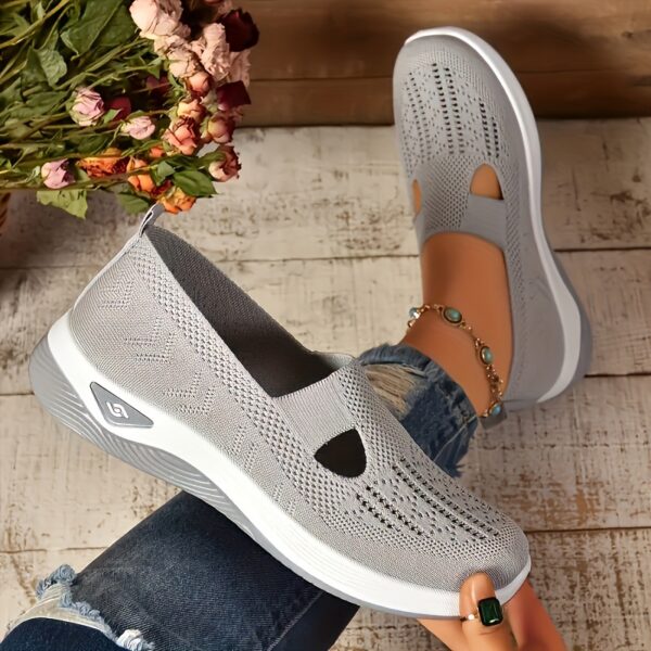 Tênis femininos respiráveis ​​sem cadarço - Sapatos leves e confortáveis ​​para caminhada com sola de borracha para todas as estações - Imagem 7