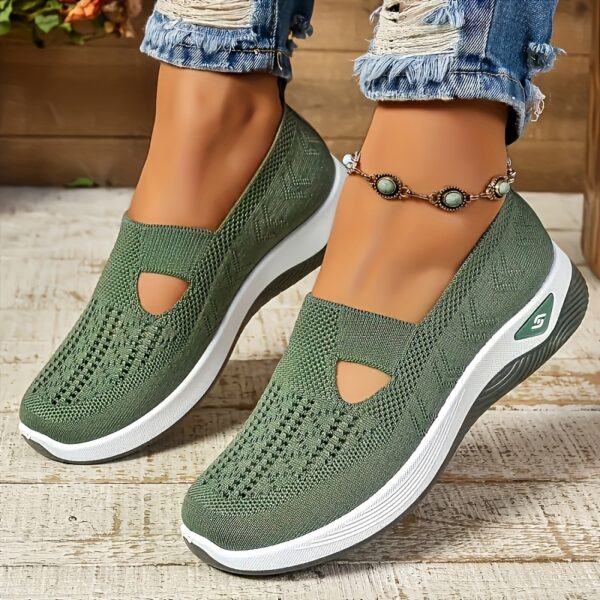Tênis femininos respiráveis ​​sem cadarço - Sapatos leves e confortáveis ​​para caminhada com sola de borracha para todas as estações