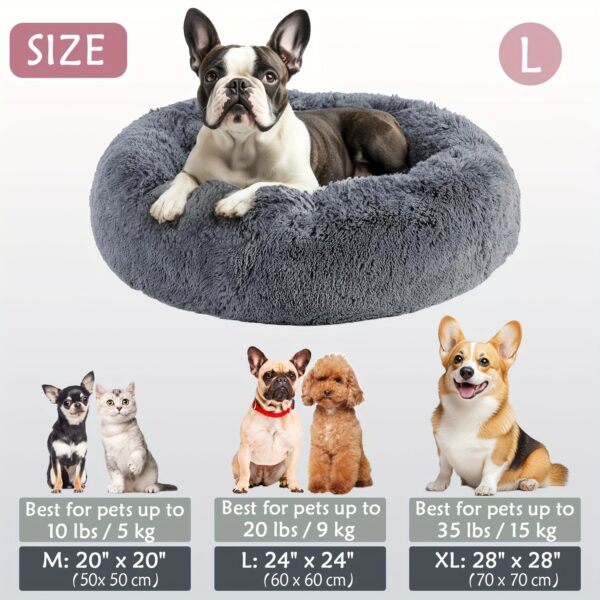 Cama calmante para cães e gatos, Donut Cuddler Warming Cozy Soft Round Bed, Cama de pelúcia macia e fofa com pelo sintético para cães e gatos pequenos, médios e grandes (40,64 cm/50,8 cm/60,96 cm/71,12 cm/78,74 cm/99,06 cm) - Imagem 19