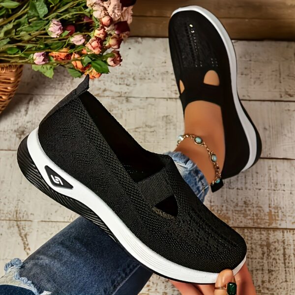 Tênis femininos respiráveis ​​sem cadarço - Sapatos leves e confortáveis ​​para caminhada com sola de borracha para todas as estações - Imagem 8