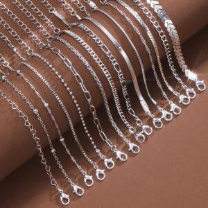 15 peças de pulseiras vintage elegantes com pingentes de coração e círculo, comprimento ajustável, perfeitas para uso diário e para presentear, adequadas para todas as estações