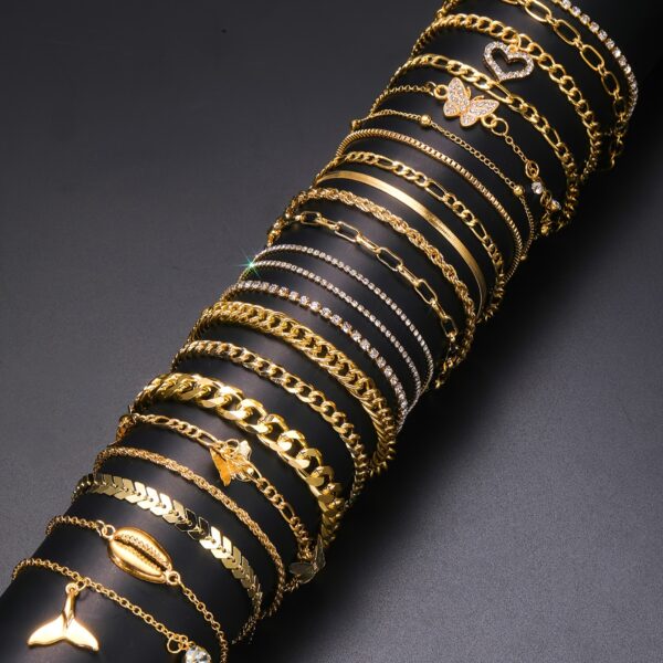 22 peças de pulseiras de concha, coração, borboleta e cauda de peixe estilo boêmio com detalhes em cristal - perfeitas para festas, praias e uso diário - material de liga de zinco - adequadas para todas as estações - Imagem 4