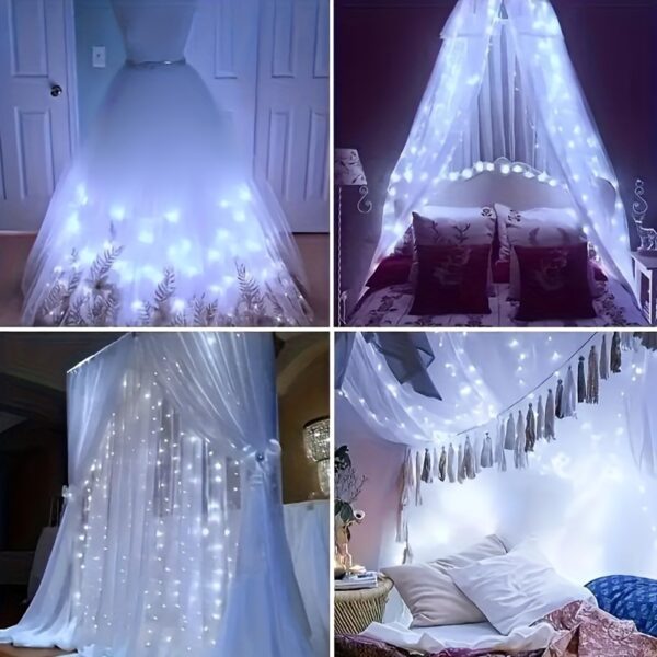 1pc USB Fairy String Lights, 20,12 metros 200LED 10,06 metros 100 LED 5,0 metros 50LED Mudando Luzes de Fio Prateado Com 8 Modos de Iluminação Controle Remoto Para Artesanato Quarto Teto Decoração de Natal, Luz de Fio de Cobre Multicolorido - Imagem 10