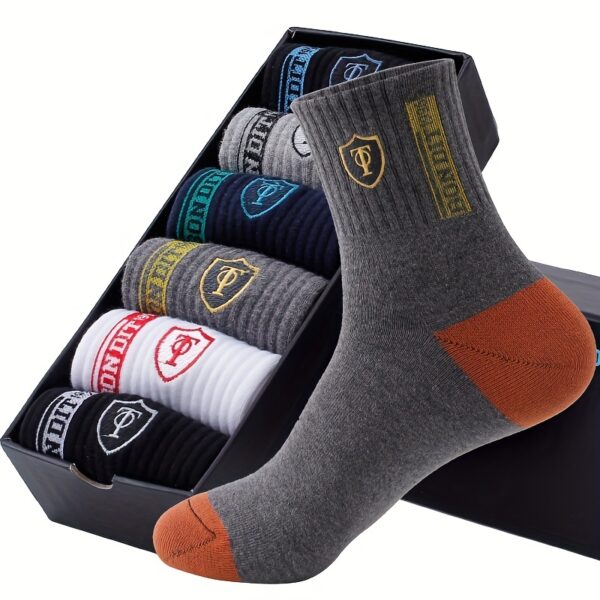 5 peças meias esportivas masculinas casuais respiráveis ​​da moda para basquete/futebol - Imagem 2