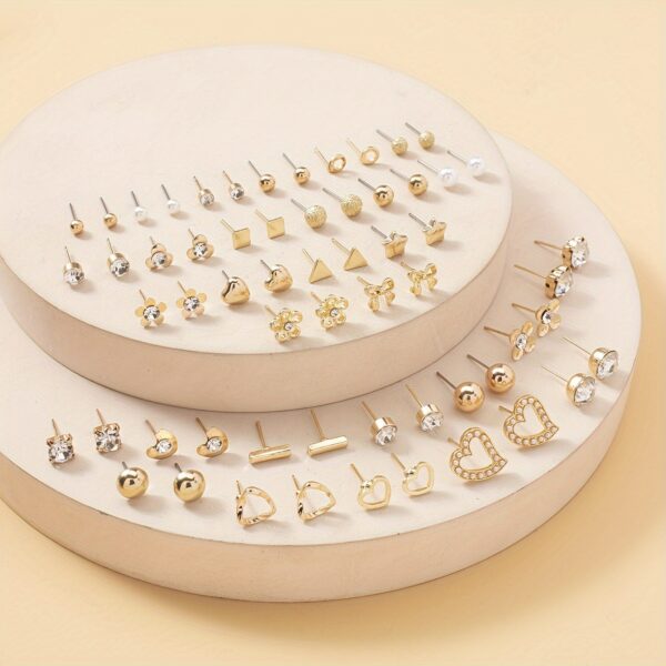 Conjunto de 30 pares de brincos de pino de imitação de pérolas de amor com design de borboleta, presente para mulheres, conjunto simples e requintado com strass incrustado - Imagem 6