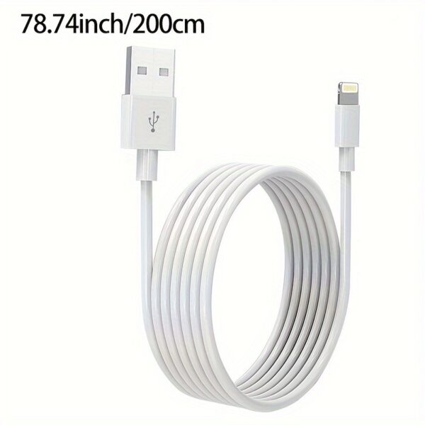 Cabo USB para Lightning RIKYA, durável, PVC, redondo, 3 pés/6 pés/10 pés para iPhone, carregamento rápido e cabo de sincronização de dados compatível com iPhone 14/13/12/11/XS/XR/X/8/7/6, iPad, AirPods - Conector macho para macho, sem bateria, suporta saída de 2,4 A - Imagem 7