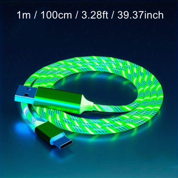 1pc USB Tipo C Cabo LED Brilhante Cabo de Carregamento 100.0cm/200.0cm Para Samsung/Xiaomi/Vivo/OPPO/Redmi E Mais Cabo Carregador USB C Smartphones - Imagem 16