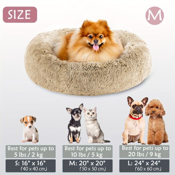 Cama calmante para cães e gatos, Donut Cuddler Warming Cozy Soft Round Bed, Cama de pelúcia macia e fofa com pelo sintético para cães e gatos pequenos, médios e grandes (40,64 cm/50,8 cm/60,96 cm/71,12 cm/78,74 cm/99,06 cm) - Imagem 25