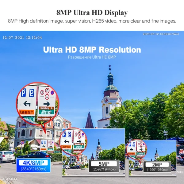 Câmera de Segurança Techage-POE, Ultra HD, Smart AI Face Detection, IP, P2P, Audio Record, Vigilância, Cor, Visão Noturna, 4K, 8MP - Imagem 5
