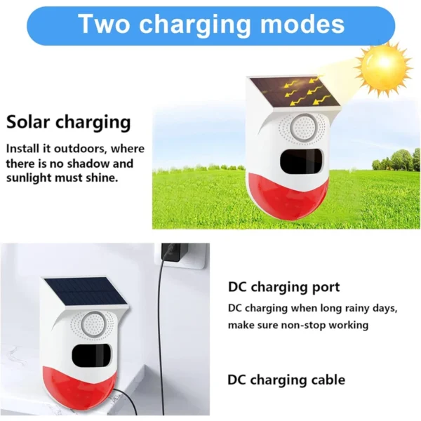 Solar e Tipo C Voice Player, Gravável Voz Locutor, Driveaway Alarm, Fogão Luz, Casa e Jardim Sirene de Segurança, Movimento Ativado - Imagem 3