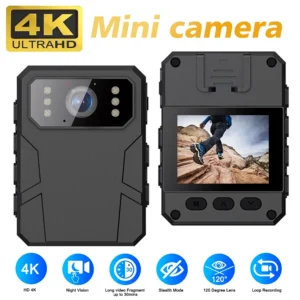 Mini Câmera Full HD Video Recorder, 1080P, Tela IPS de 2 ", Visão Noturna, Segurança, Polícia, BodyCam, Esportes, DV, DVR, Filmadora Pequena