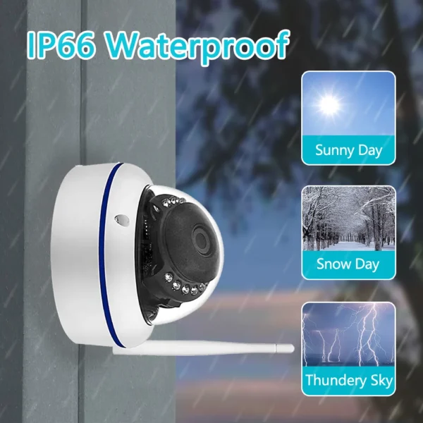 Tuya vida inteligente 5mp wifi câmera à prova de vandalismo p2p tf slot para cartão cctv dome câmera sem fio com fio gravação de áudio segurança opcional - Imagem 4
