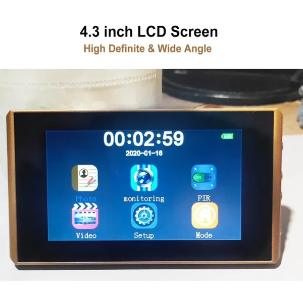 Vídeo Peephole Camera com Detecção de Movimento, Door Viewer, 4.3 in Monitor, Digital Ring Doorbell, Video-Eye Security, Gravação de Voz - Imagem 4