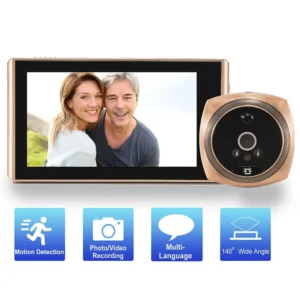 Vídeo Peephole Camera com Detecção de Movimento, Door Viewer, 4.3 in Monitor, Digital Ring Doorbell, Video-Eye Security, Gravação de Voz