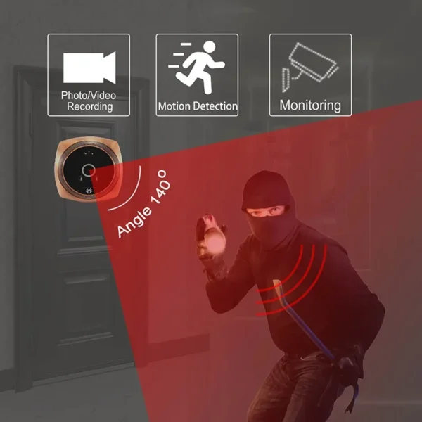 Vídeo Peephole Camera com Detecção de Movimento, Door Viewer, 4.3 in Monitor, Digital Ring Doorbell, Video-Eye Security, Gravação de Voz - Imagem 2