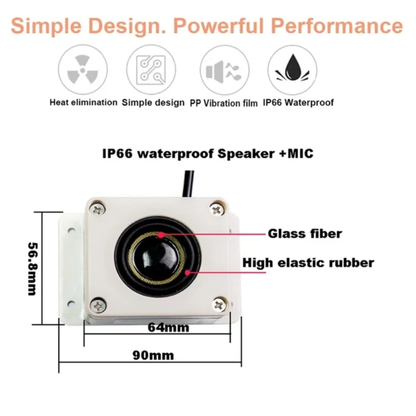 Alto-falante de microfone à prova d'água em 1 dispositivo para câmera de segurança externa para câmera IP gravação de áudio interfone bidirecional durável - Imagem 5