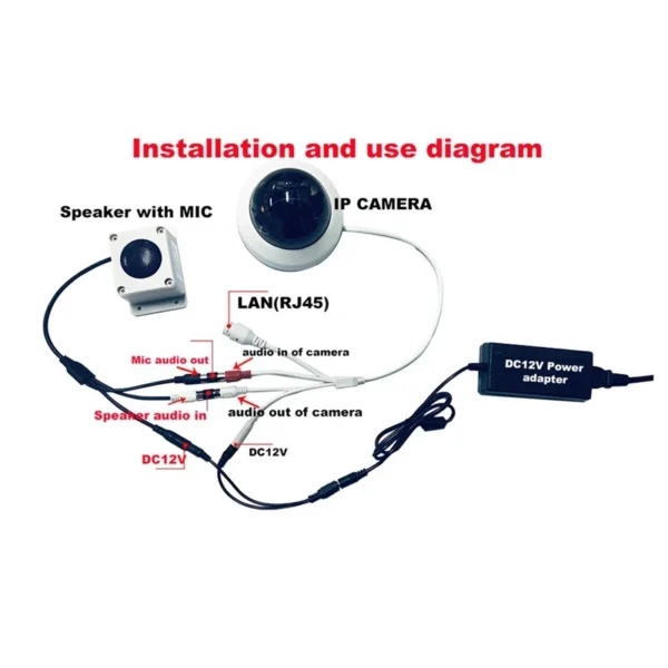 Alto-falante de microfone à prova d'água em 1 dispositivo para câmera de segurança externa para câmera IP gravação de áudio interfone bidirecional durável - Imagem 3