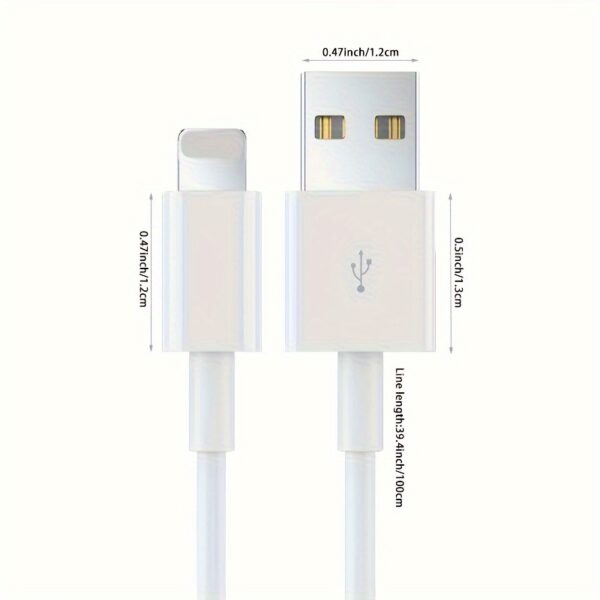 Cabo USB para Lightning RIKYA, durável, PVC, redondo, 3 pés/6 pés/10 pés para iPhone, carregamento rápido e cabo de sincronização de dados compatível com iPhone 14/13/12/11/XS/XR/X/8/7/6, iPad, AirPods - Conector macho para macho, sem bateria, suporta saída de 2,4 A - Imagem 2