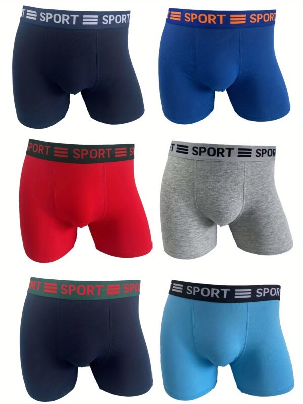 1pc/10pcs/12pcs Cuecas Boxer de Algodão Masculinas - Cor Aleatória, Confortável e Respirável, Elástico Médio, Cores Sólidas, Lavável à Máquina - Imagem 6