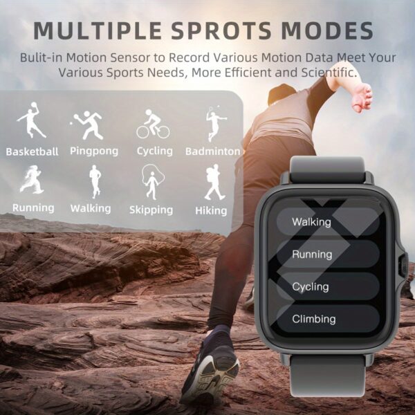 Relógio inteligente esportivo multifuncional para homens e mulheres, tela sensível ao toque de 4,65 cm com chamadas e mensagens sem fio, pedômetro, compatível com Android, estilo casual, ideia de presente - Imagem 4