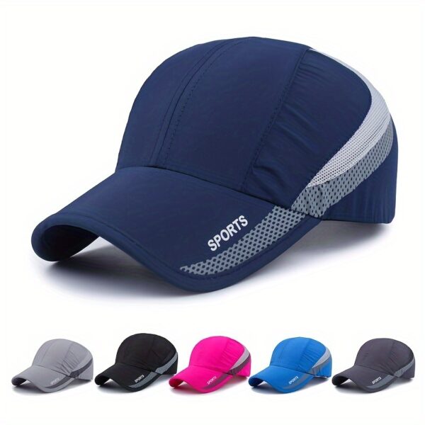 1pc Novo Esporte Color Block Chapéu de secagem rápida, Chapéu esportivo masculino ao ar livre, Chapéu ajustável para acampamento e caminhada masculino - Imagem 2