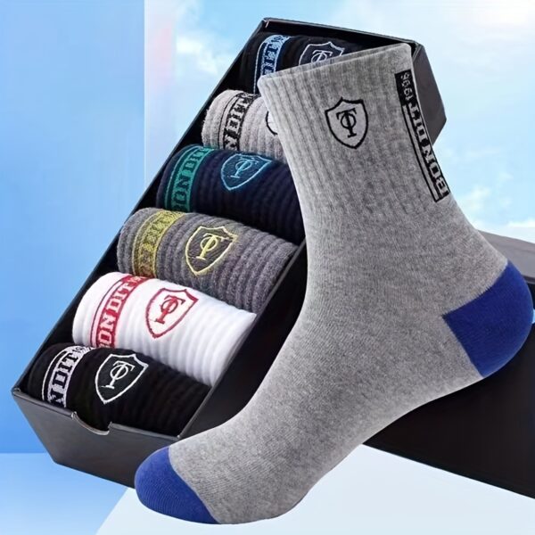 5 peças meias esportivas masculinas casuais respiráveis ​​da moda para basquete/futebol