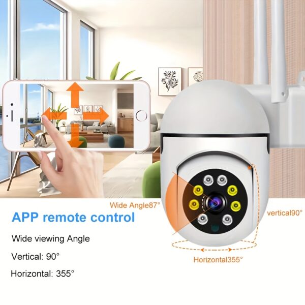 Câmera de rede sem fio residencial, monitoramento interno e externo, visão noturna colorida, detecção de celular humanoide e alerta precoce, monitoramento 24 horas em tempo integral, conexão a qualquer hora e em qualquer lugar, proteção de segurança, bom assistente de limpeza - Imagem 8