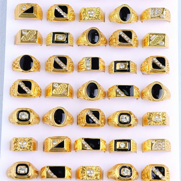 Pacote misto de 10 peças de anéis geométricos pretos com strass para homens e mulheres - perfeitos para uso diário e acessórios de festa - Imagem 6
