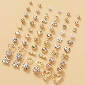 Conjunto de 30 pares de brincos de pino de imitação de pérolas de amor com design de borboleta, presente para mulheres, conjunto simples e requintado com strass incrustado