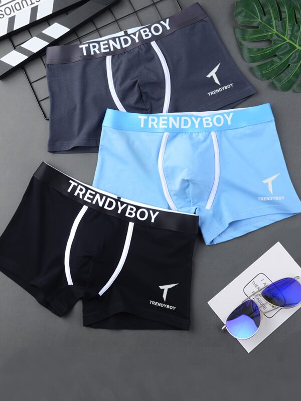 3 peças de roupa íntima masculina, cuecas boxer casuais, cuecas boxer elásticas respiráveis ​​e confortáveis, shorts esportivos para primavera e verão - Imagem 4