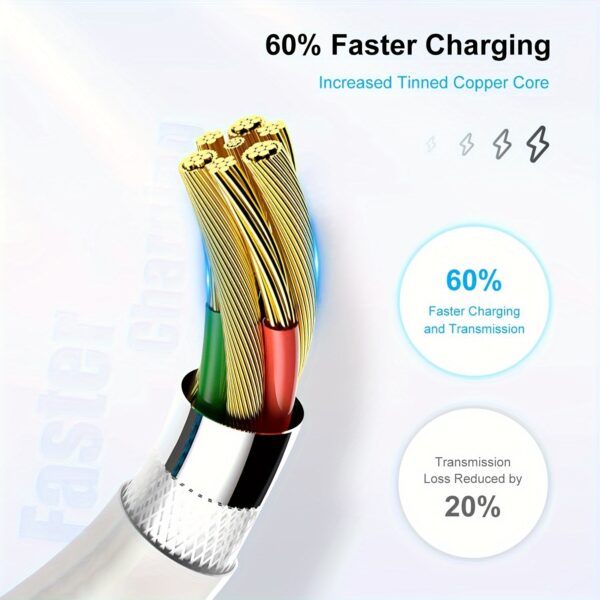 Cabo USB para Lightning RIKYA, durável, PVC, redondo, 3 pés/6 pés/10 pés para iPhone, carregamento rápido e cabo de sincronização de dados compatível com iPhone 14/13/12/11/XS/XR/X/8/7/6, iPad, AirPods - Conector macho para macho, sem bateria, suporta saída de 2,4 A - Imagem 8