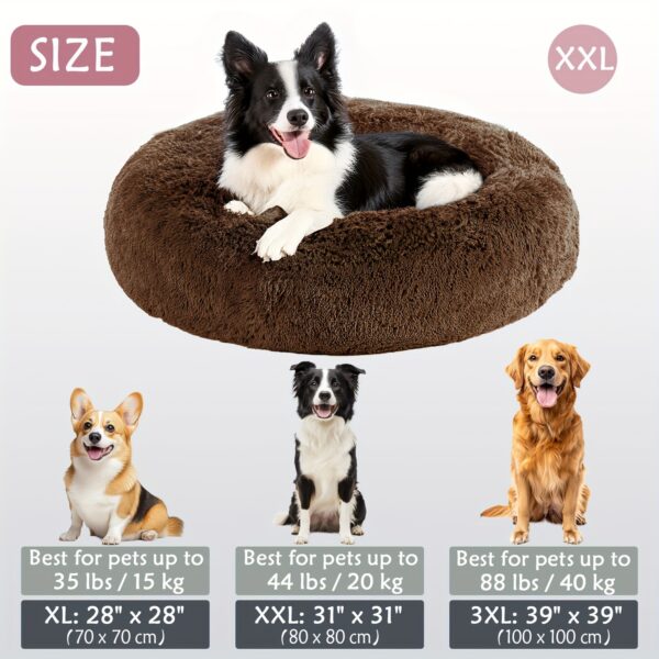 Cama calmante para cães e gatos, Donut Cuddler Warming Cozy Soft Round Bed, Cama de pelúcia macia e fofa com pelo sintético para cães e gatos pequenos, médios e grandes (40,64 cm/50,8 cm/60,96 cm/71,12 cm/78,74 cm/99,06 cm) - Imagem 46