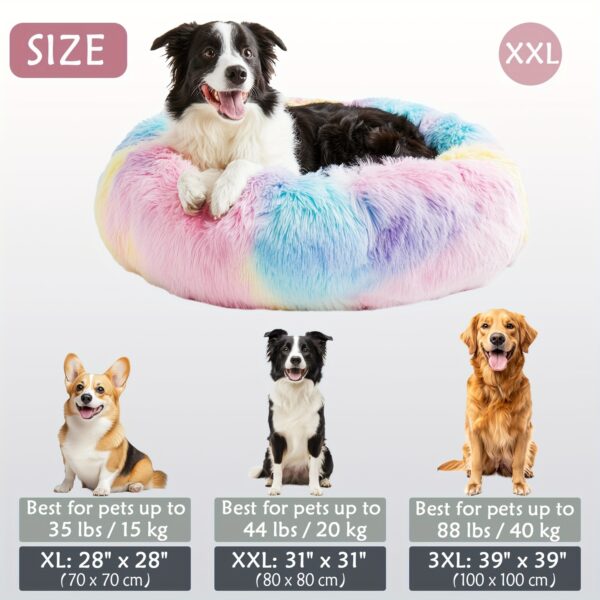 Cama calmante para cães e gatos, Donut Cuddler Warming Cozy Soft Round Bed, Cama de pelúcia macia e fofa com pelo sintético para cães e gatos pequenos, médios e grandes (40,64 cm/50,8 cm/60,96 cm/71,12 cm/78,74 cm/99,06 cm) - Imagem 40